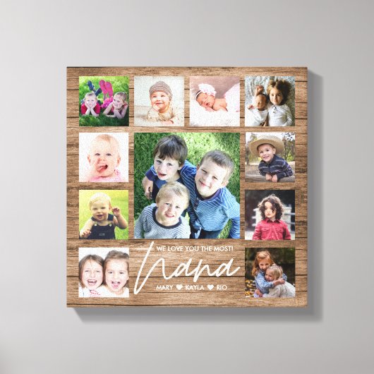We houden van jullie Nana Grandkids 11 Foto Collag Canvas Afdruk (Voorkant)