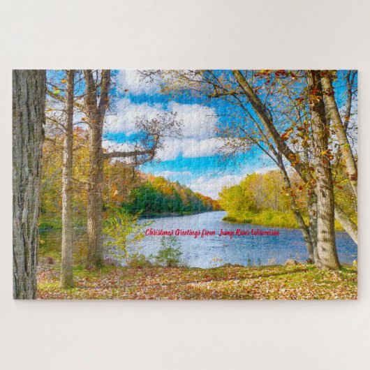 We houden van Jump River Wisconsin. Jigzaag Puzzle Legpuzzel (Horizontaal)