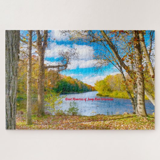 We houden van Jump River Wisconsin. Jigzaag Puzzle Legpuzzel (Horizontaal)