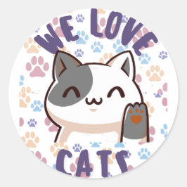 we houden van katten ronde sticker
