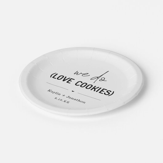 We houden van koekjes bruiloft dessert papier Bord (Gekanteld)