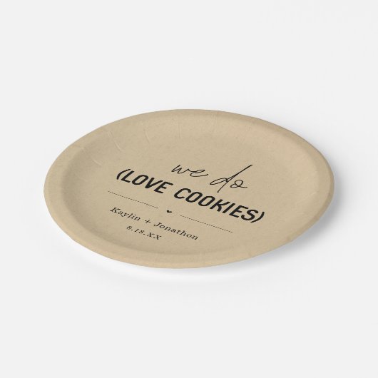 We houden van koekjes bruiloft dessert papier Bord (Gekanteld)