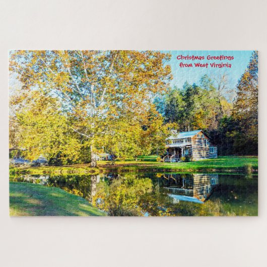 We houden van Log Cabins West Virginia. Legpuzzel (Horizontaal)