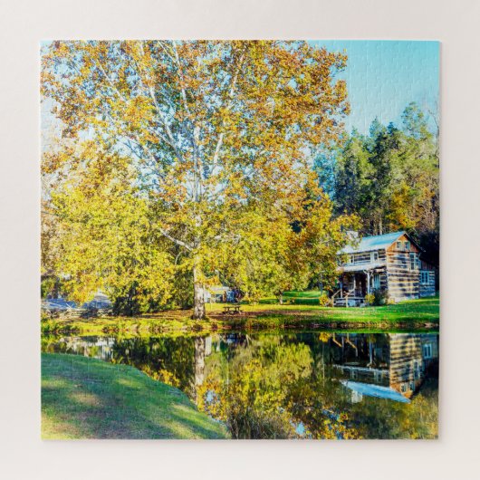 We houden van Log Cabins West Virginia. Legpuzzel (Verticaal)