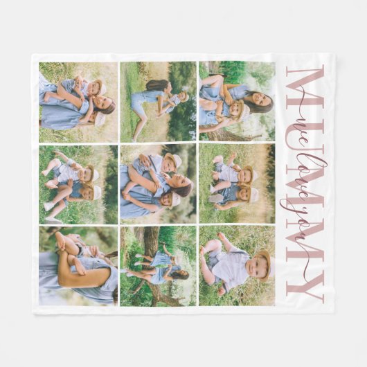 We houden van mama roze Moederdag fotocollage Fleece Deken (Voorkant (Horizontaal))