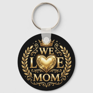 We houden van mama zwart & gouden sleutelhanger
