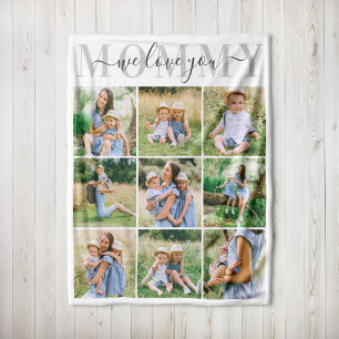 We houden van mammie Gray Moederdag Foto Collage Fleece Deken