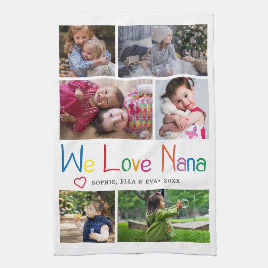 We houden van Nana Photo Collage Theedoek (Verticaal)