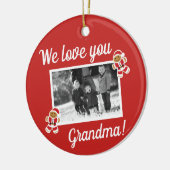 We houden van oma Gingerbrood Roodfoto Kerstmis Keramisch Ornament (Links)