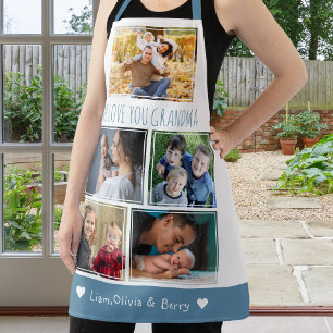 We houden van oma kleinkinderen 5 foto blauw en wi schort