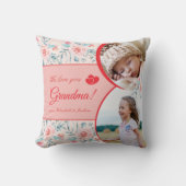 We houden van oma Pink Floral Valentijnsdag Foto Kussen (Voorkant)