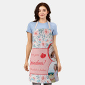 We houden van oma Pink Floral Valentijnsdag Foto Schort (Gedragen)