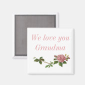 We houden van oma,  roze Rose Magneet (Voorkant / Achterkant)