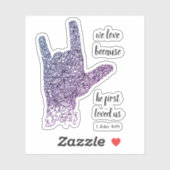 "We houden van omdat..." Amerikaanse gebarentaal V Sticker (Vel)