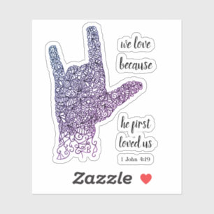 "We houden van omdat..." Amerikaanse gebarentaal V Sticker