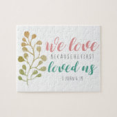 We houden van omdat Bijbelse Verse Christelijke Ve Legpuzzel (Horizontaal)