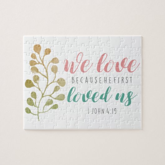 We houden van omdat Bijbelse Verse Christelijke Ve Legpuzzel (Horizontaal)