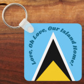 We houden van ons eiland thuis | Saint Lucia Vlag Sleutelhanger (Voorkant)