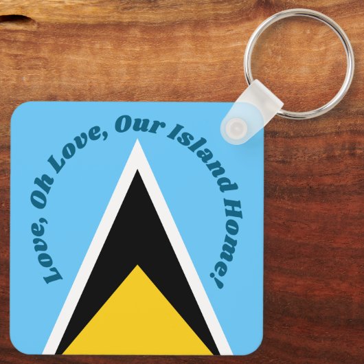 We houden van ons eiland thuis | Saint Lucia Vlag  Sleutelhanger (Achterkant)