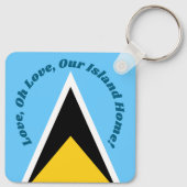 We houden van ons eiland thuis | Saint Lucia Vlag Sleutelhanger (Achterkant)