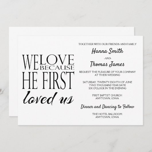 We houden van ons huwelijk omdat hij ons het eerst kaart (Voorkant / Achterkant)