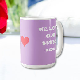"WE HOUDEN VAN ONZE BUBBE XOXO" Zacht Paarse en Wi Koffiemok