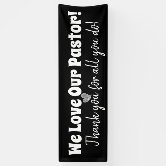 We houden van onze dominee; bedankt voor alles wat spandoek (Verticaal)