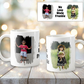 We houden van onze oom volledig  twee foto's koffiemok