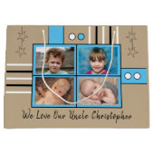 We houden van onze oomfoto's die blauwe verjaardag groot cadeauzakje (Voorkant)