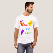 We houden van onze papa (3 kinderen) T-shirt (Voorkant volledig)