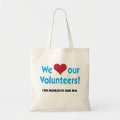 We houden van onze vrijwilligers met een hartsymbo tote bag (Voorkant)