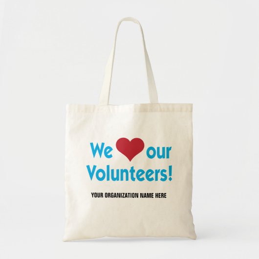 We houden van onze vrijwilligers met een hartsymbo tote bag (Voorkant)