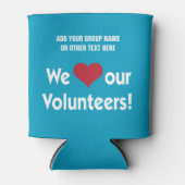 We houden van onze vrijwilligers met het hartpicto blikjeskoeler (Voorkant)