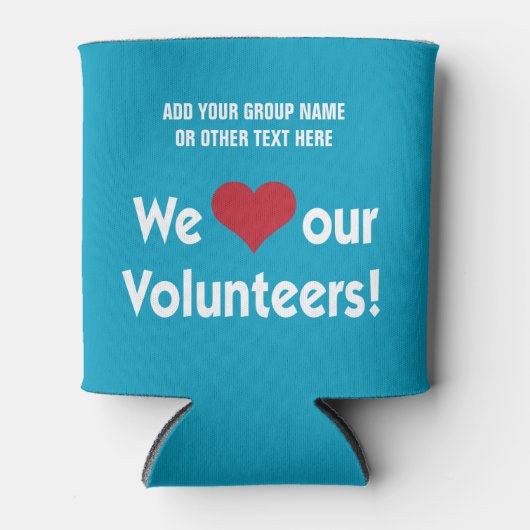 We houden van onze vrijwilligers met het hartpicto blikjeskoeler (Voorkant)