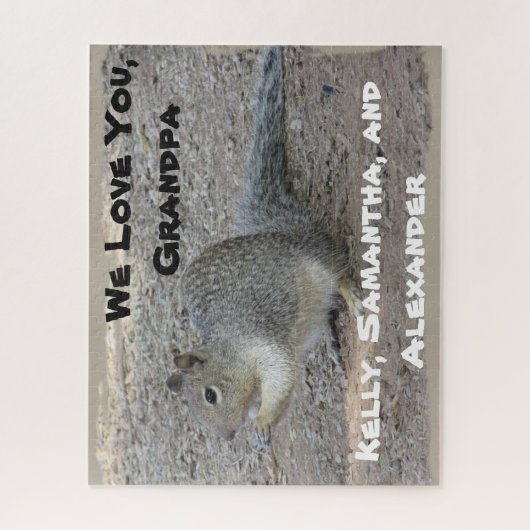 We houden van opa Gray Squirrel Outdoorkleding Legpuzzel (Verticaal)