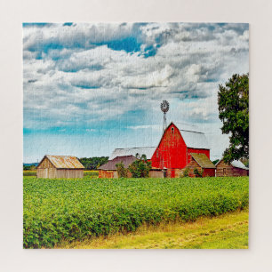 We houden van Oude Barns in Wisconsin. Legpuzzel