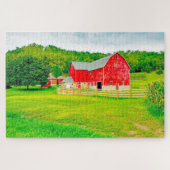 We houden van Oude Barns in Wisconsin. Legpuzzel (Horizontaal)
