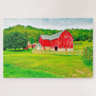 We houden van Oude Barns in Wisconsin. Legpuzzel