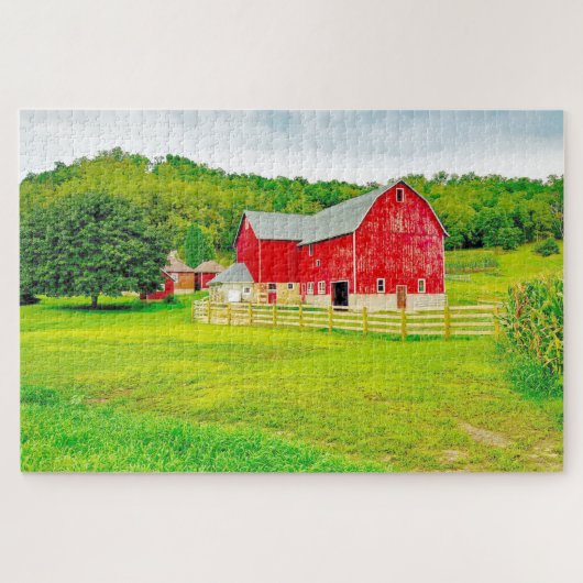 We houden van Oude Barns in Wisconsin. Legpuzzel (Horizontaal)