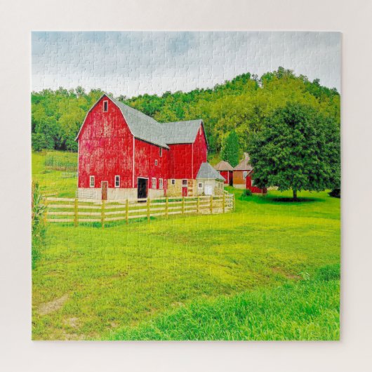 We houden van Oude Barns in Wisconsin. Legpuzzel (Verticaal)