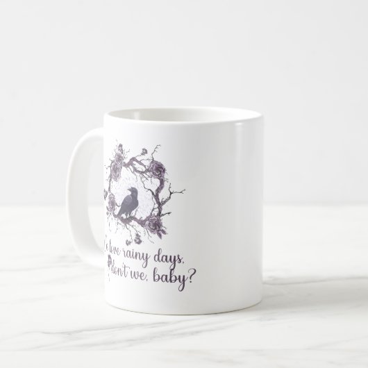 We houden van regenachtige dagen, niet baby Book C Koffiemok (Voorkant links)