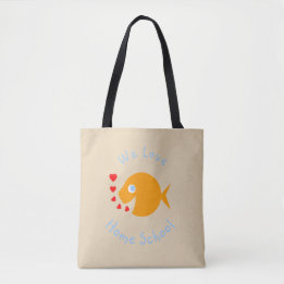 We houden van thuisschoolkaartenhuisjes tote bag