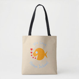 We houden van thuisschoolkaartenhuisjes tote bag