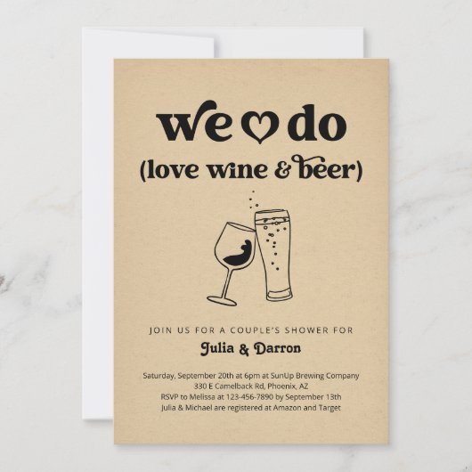 We houden van Verloving voor wijn- en bierkoppels Kaart (Voorkant)