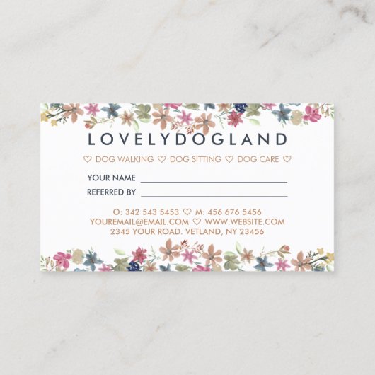 We houden van verwijzingen, Floral Dog Print Visitekaartje