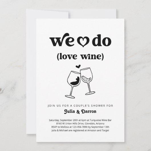 We houden van wijnkoppels bruiloft douche Verlovin Kaart (Voorkant)