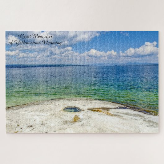 We houden van Yellowstone Lake Wyoming. Jigzaag Pu Legpuzzel (Horizontaal)