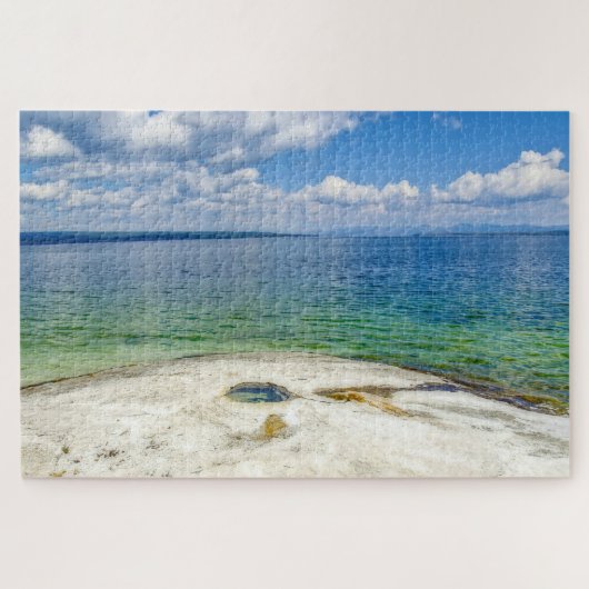 We houden van Yellowstone Lake Wyoming. Legpuzzel (Horizontaal)