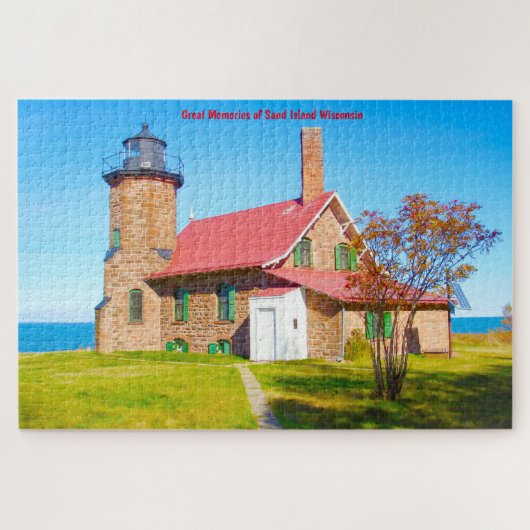 We houden van Zand Island Wisconsin. Jigzaag Puzzl Legpuzzel (Horizontaal)