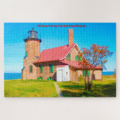 We houden van Zand Island Wisconsin. Jigzaag Puzzl Legpuzzel (Horizontaal)
